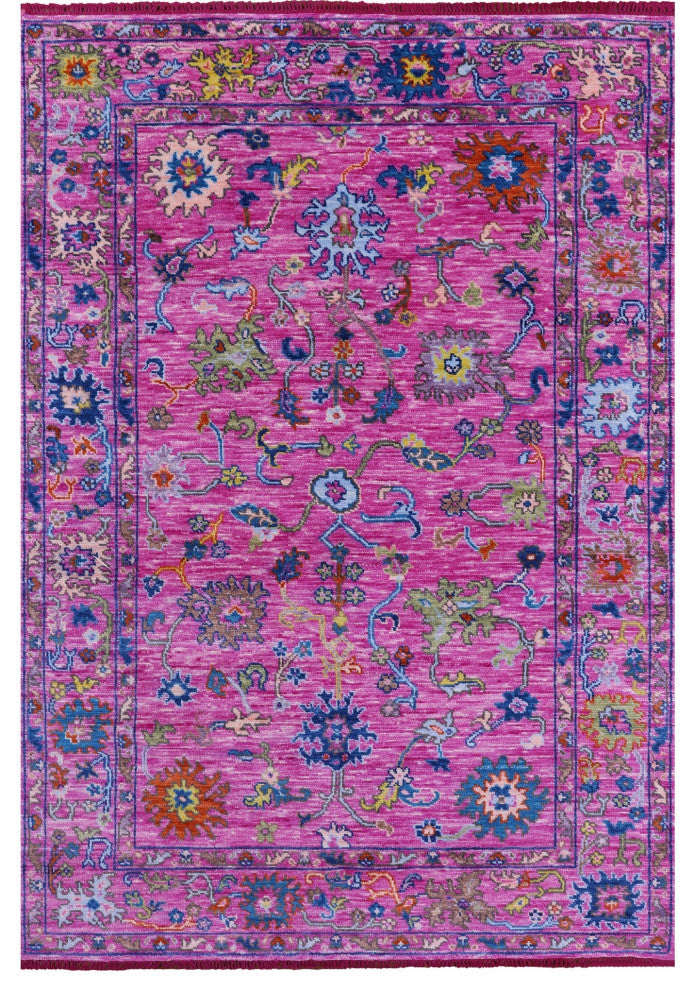 6' 2" X 9' 1" Handmade Turkish Oushak Wool Rug - Q13658