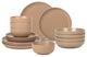 Stone Lain Logan Stoneware 16 Piece Dinnerware Set With Pasta Bowls, Beige
