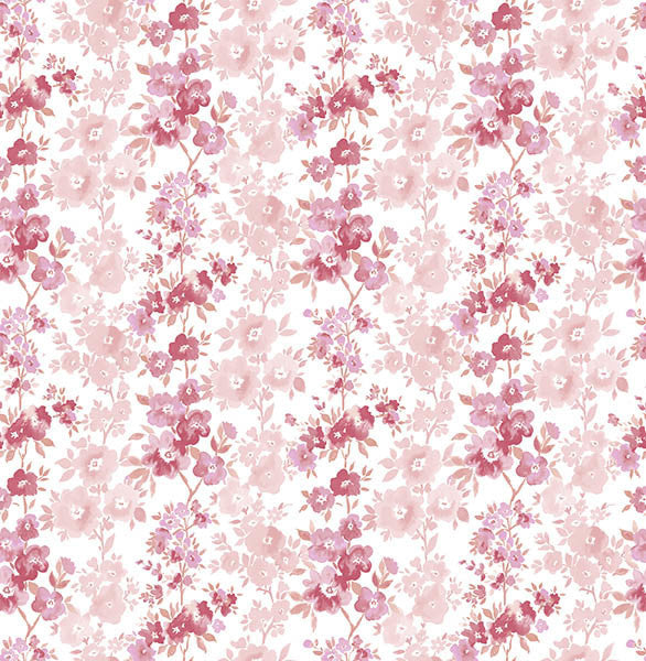 Floral Stripe Wallpaper, Pink and Dusty Rose, Bolt