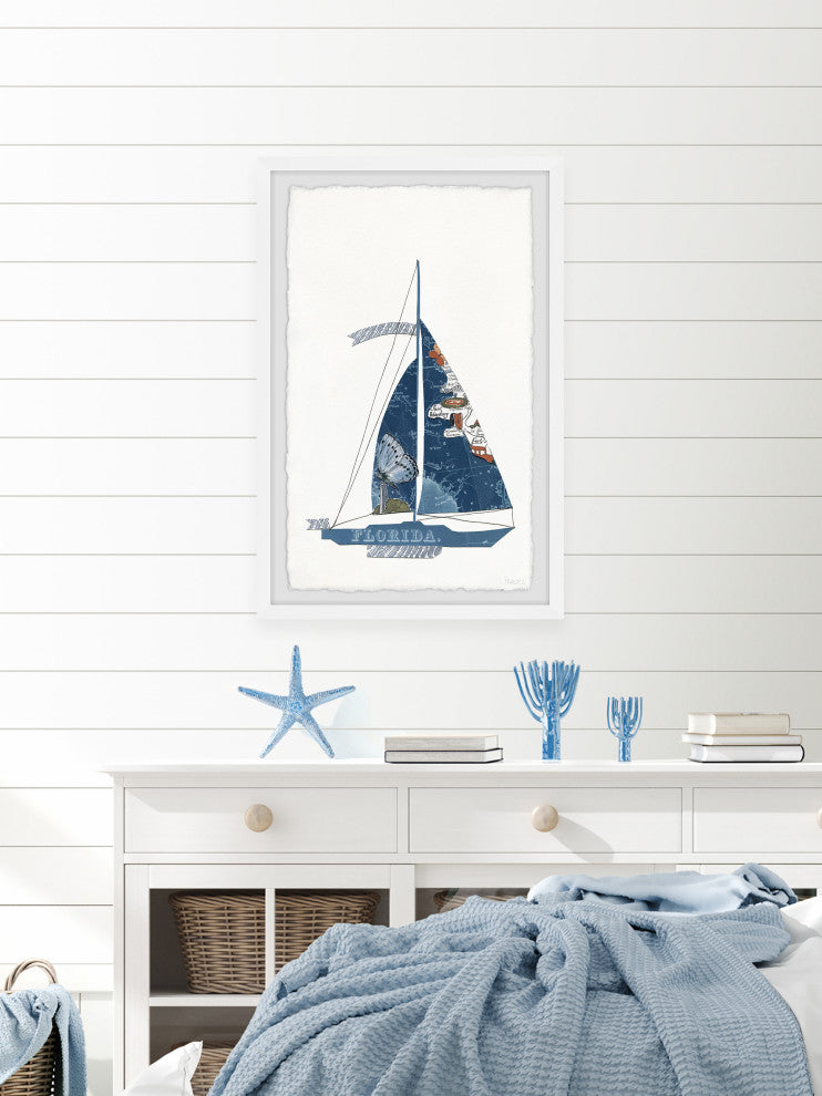 "Small Sailing Yacht" Framed Painting Print, 8x12
