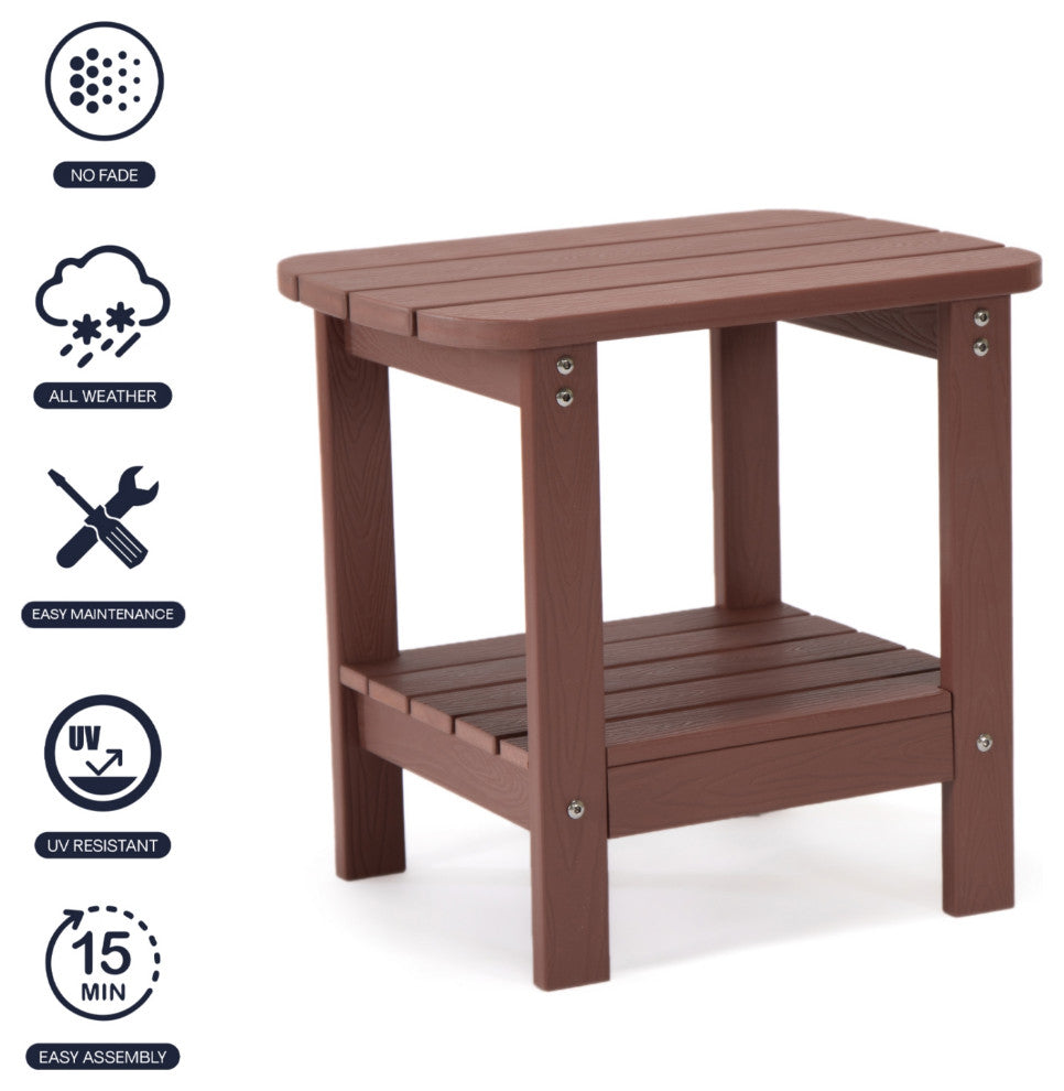 Inspired Home Daylan Outdoor Table, Weather Resistant, Brick