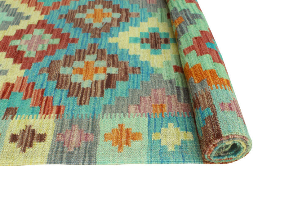 Sangat Kilim Corwyn Burgundy/Gold Runner, 2'8x13'0