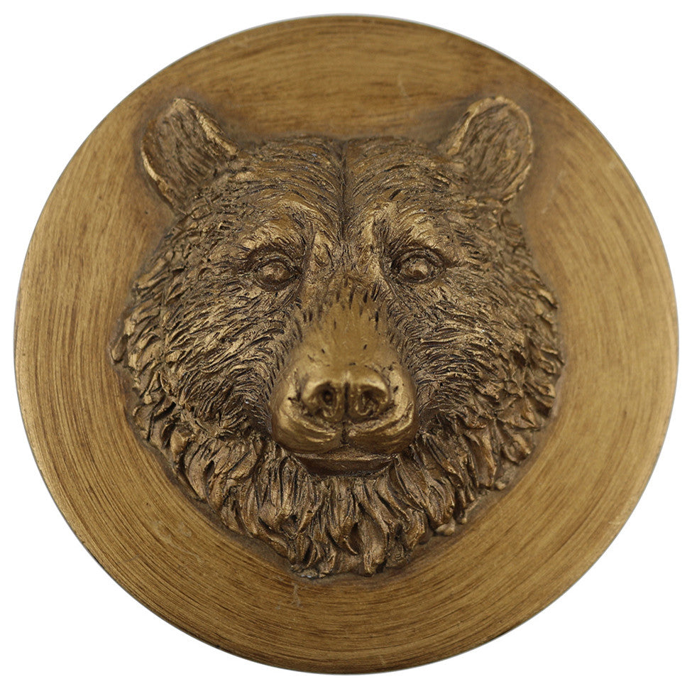 Set of 2 Bear Drapery Medallion Holdback, Renaissance Gold