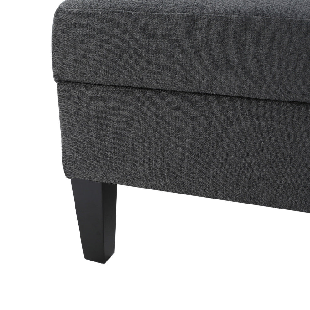 GDF Studio Carolina Tufted Cover Fabric Storage Ottoman, Dark Gray