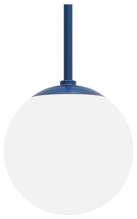 Globe Outdoor Pendant, Gloss White Shade With Blue Stem, 12" Shade With 24" Stem