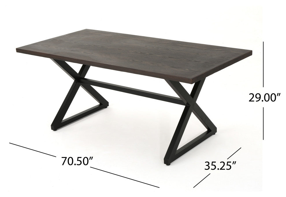 GDF Studio 7-Piece Blane Outdoor Gray Dining Set, Multi-Brown/Light Brown