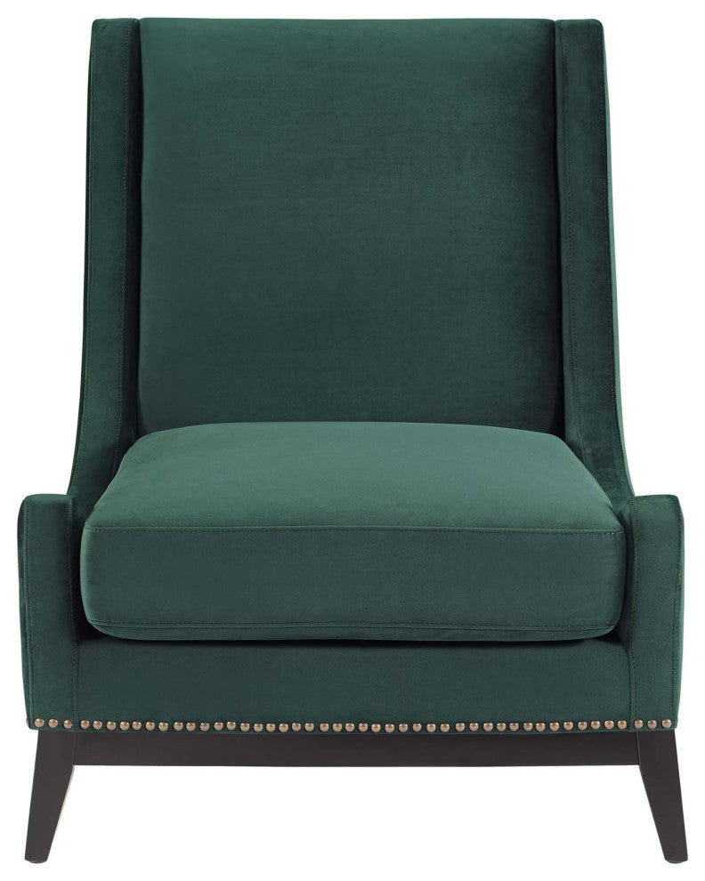 Modern Designer Lounge Club Lobby Accent Side Chair, Velvet Fabric, Green