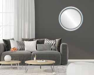 Pasadena Framed Round Mirror, Silver Shade, 25"x25"