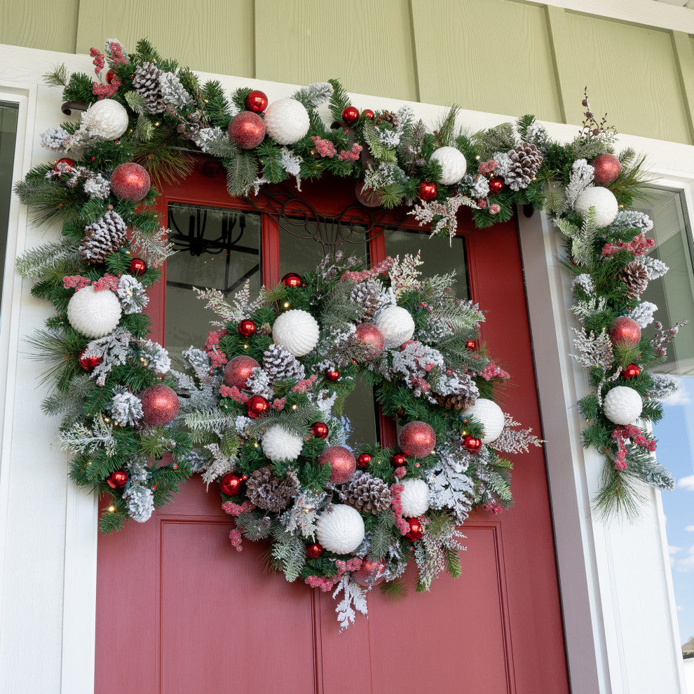 9' Artificial Christmas Garland with Lights, Frosted Wonderland