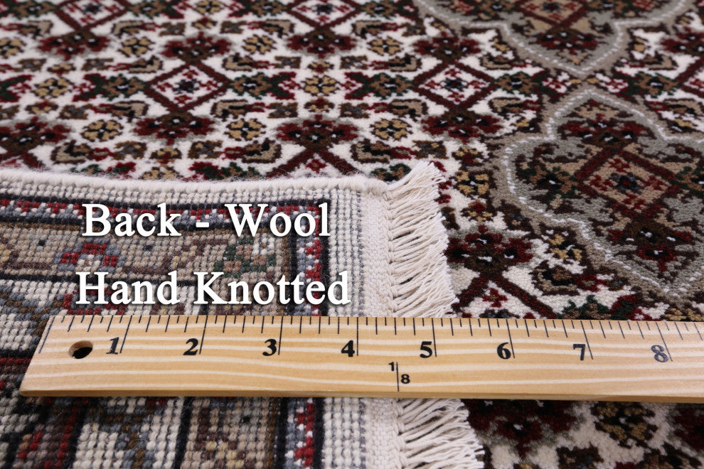 4' 0" X 6' 0" Wool and Silk Persian Tabriz Hand-Knotted Rug Q6033