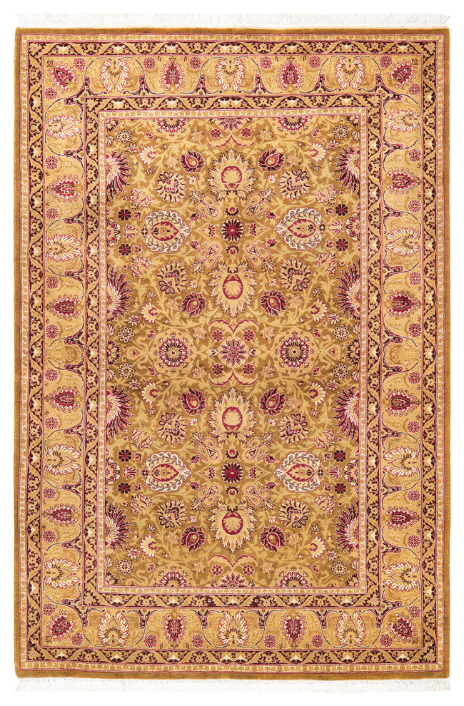 Mogul, One-of-a-Kind Hand-Knotted Area Rug Yellow, 4'3"x6'4"