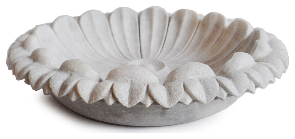 White Marble Lotus Bowl