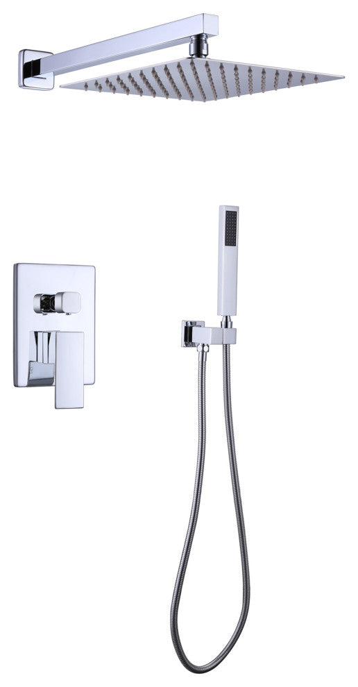 Givingtree Wall Mounted Square Rainfall Shower System with Valve 10 in