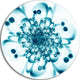 Typical Blue Snowy Fractal Flower, Floral Disc Metal Artwork, 23"