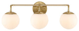 Louis Globe Metal/Frosted Glass Modern LED Vanity, 3-Light