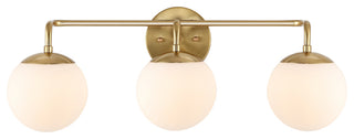 Louis Globe Metal/Frosted Glass Modern LED Vanity, 3-Light