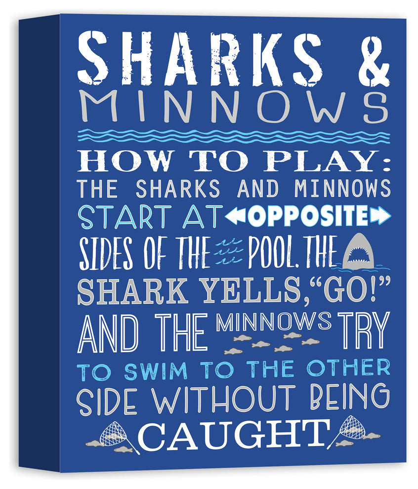 Sharks & Minnows Swimming Pool 11x14 Canvas Wall Art