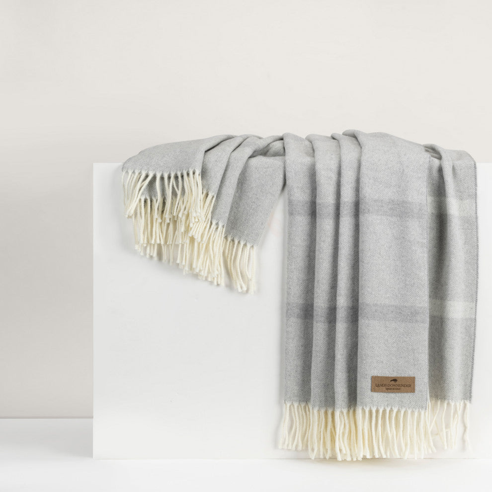 Montauk Stripe Herringbone Throw, Pebble
