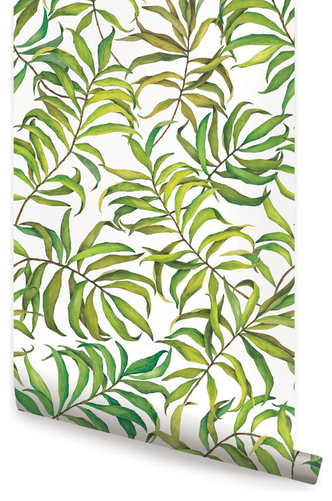 Tropical Leaves Peel and Stick Vinyl Wallpaper, 24"w X 60"h