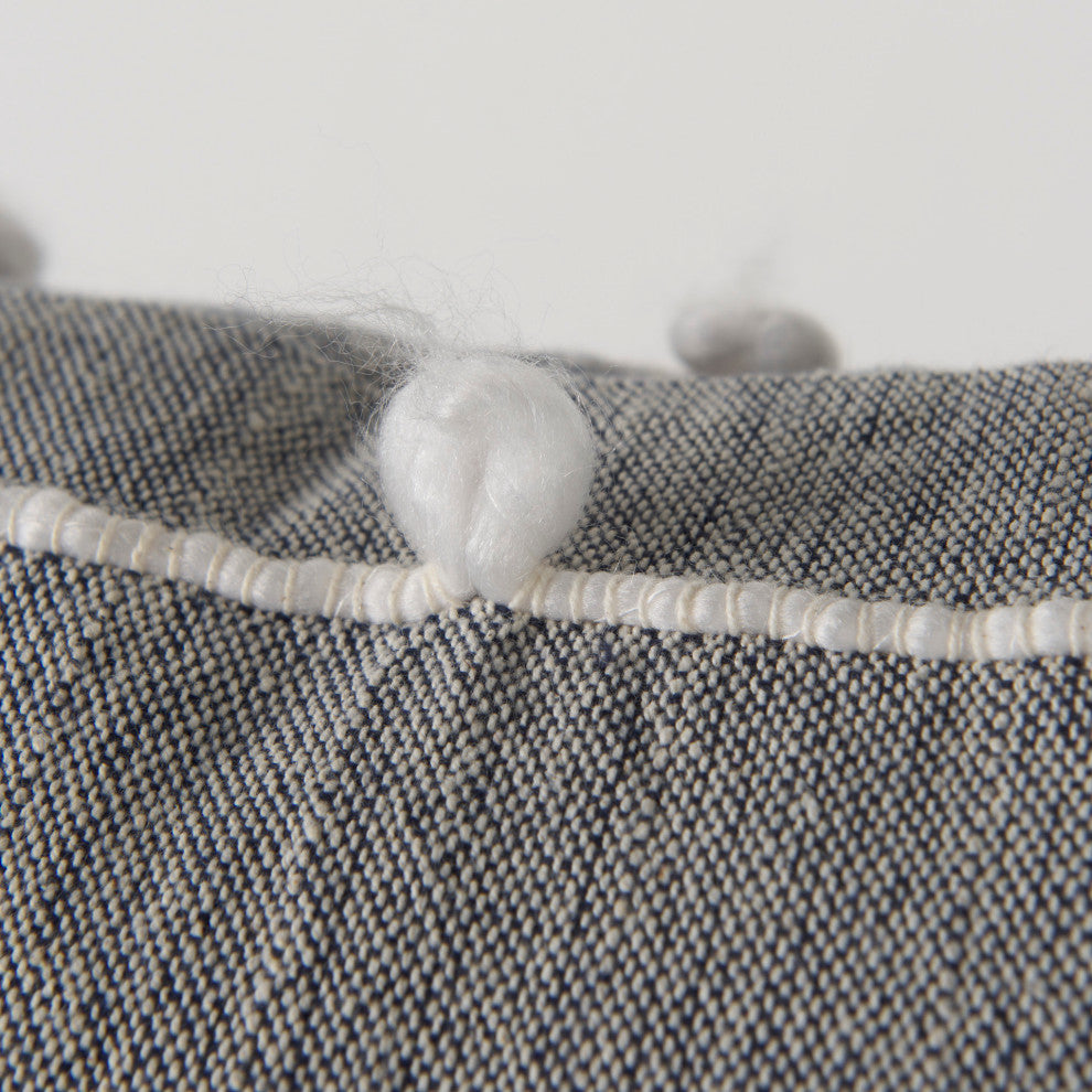 Linda 20x20 Navy And Cream With White Detail Decorative Pillow Cover