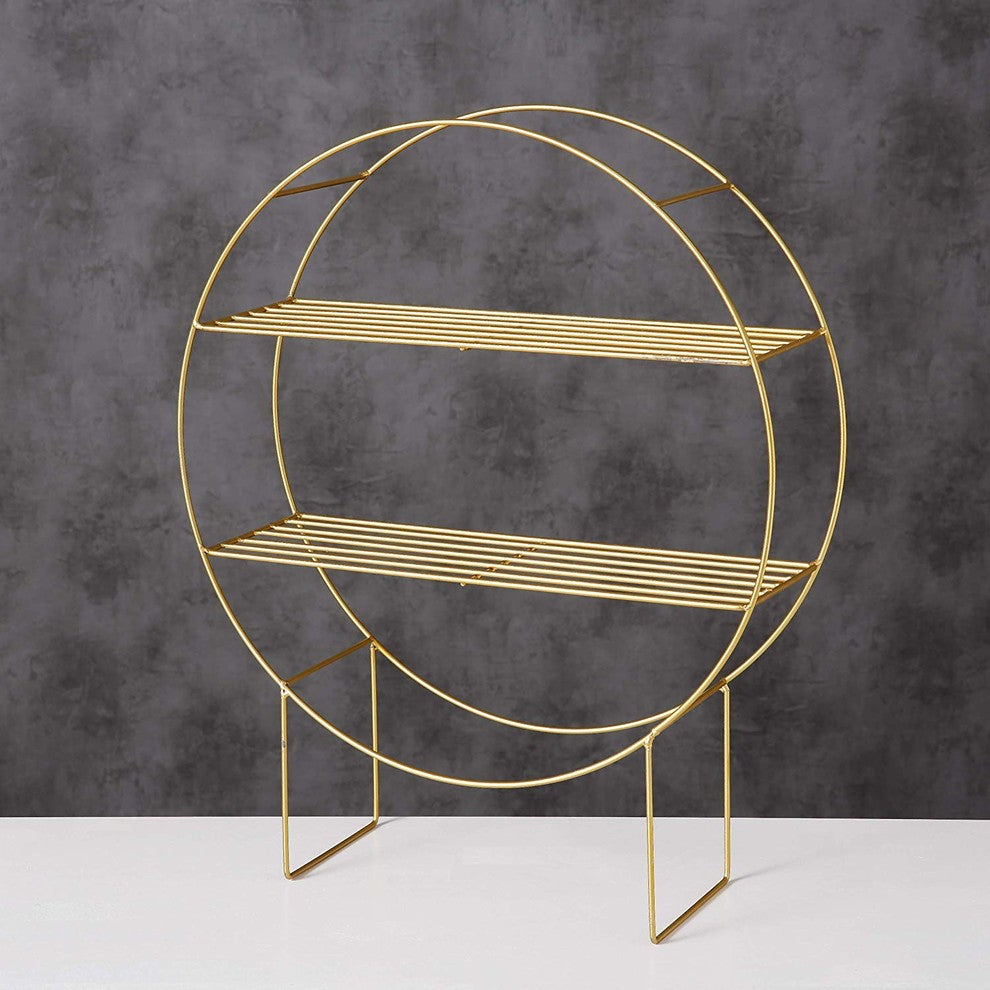 Golden Glam 2 Shelf Ring Floor Rack