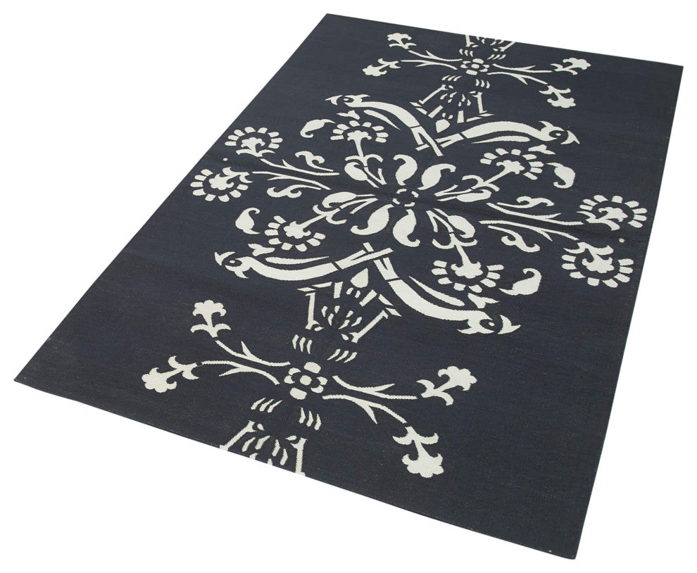 Rug N Carpet - Handmade Wool 3' 7'' x 5' 7'' Modern Design Dhurrie Kilim Rug