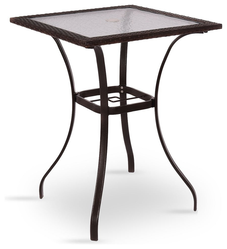 Stunning Outdoor Patio Rattan Square Table With Glass Top