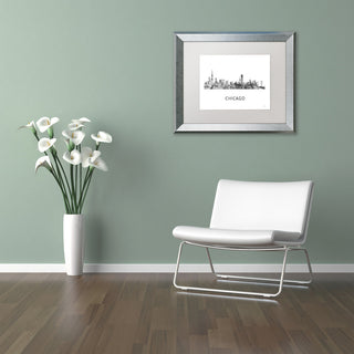'Chicago Illinois Skyline' Framed Art, Silver Frame, White Matte, 14x11