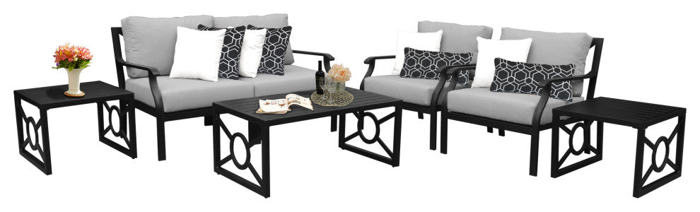 kathy ireland Madison Ave. 7 Piece Aluminum Patio Furniture Set 07d, Slate