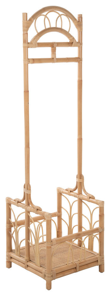 Rattan Freestanding Coat Rack With Shoe Shelf, Natural