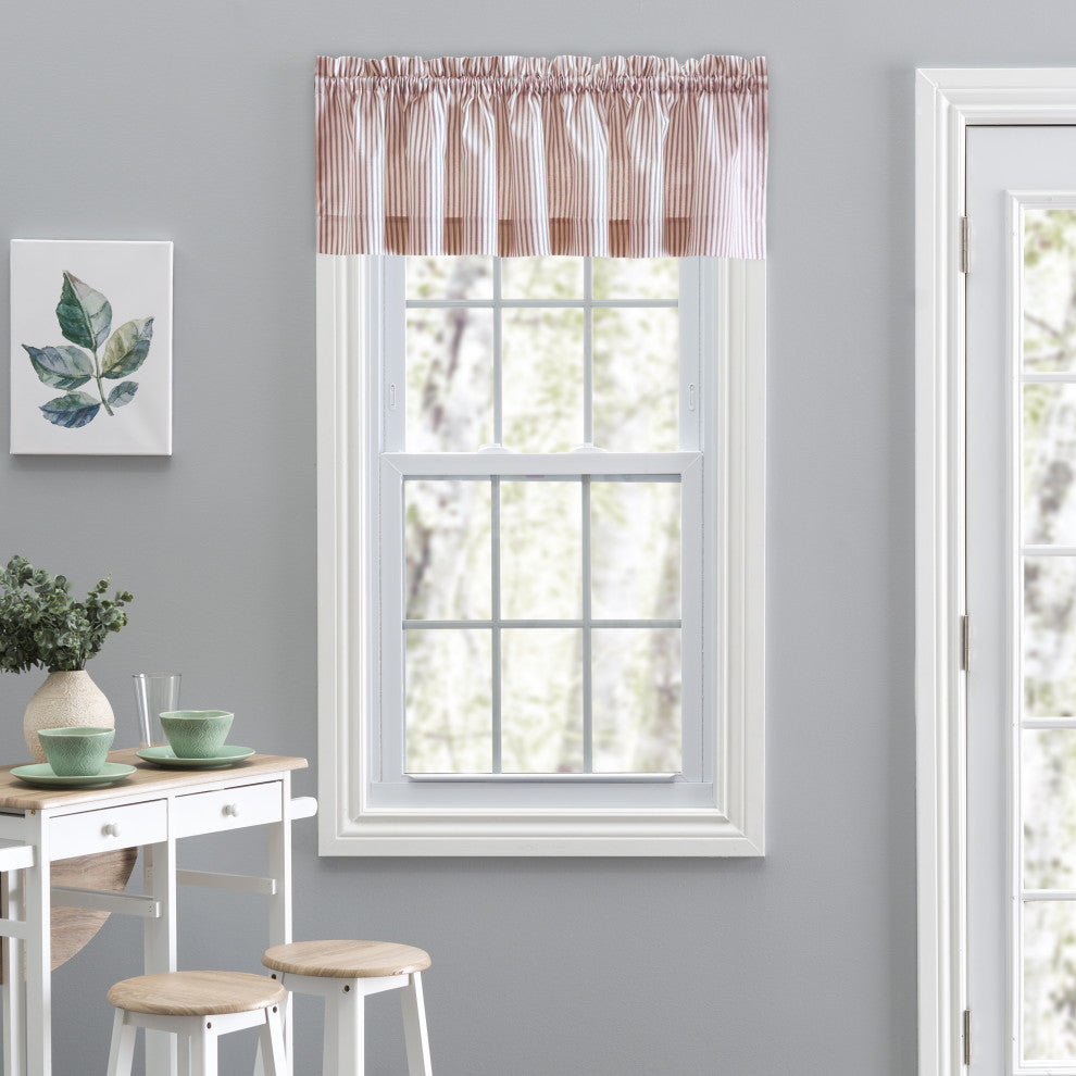Plaza Stripe 58" x 15" Tailored Valance, Brick