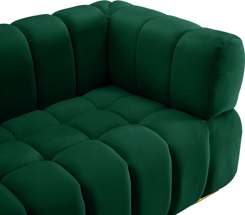 Gwen Velvet Upholstered Chair, Green, Loveseat