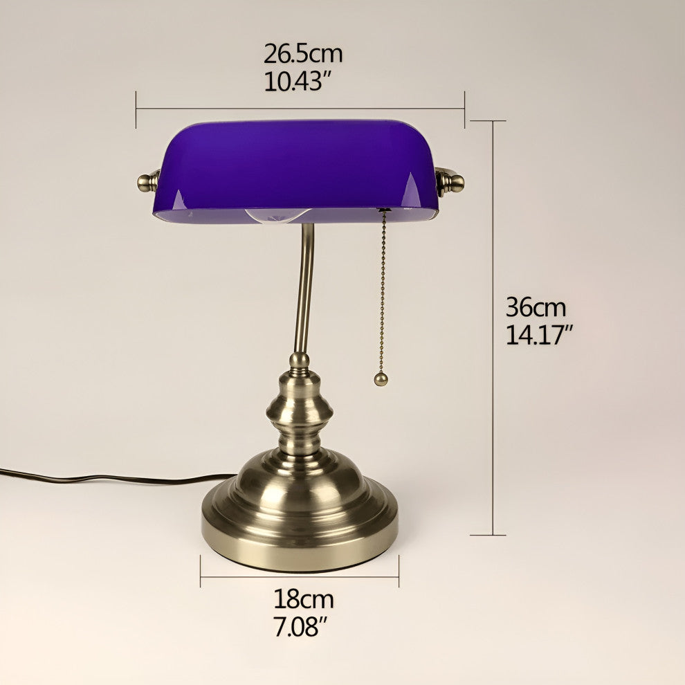 Classical vintage banker reading lamp for bedroom, study room, Blue
