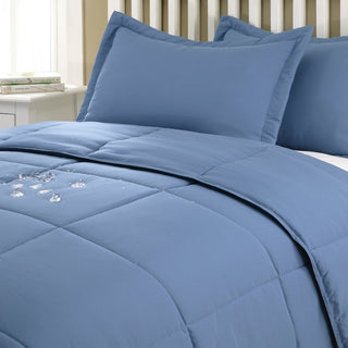 Lotus Home Water and Stain Resistant Microfiber Comforter Mini Set, Smoke Blue