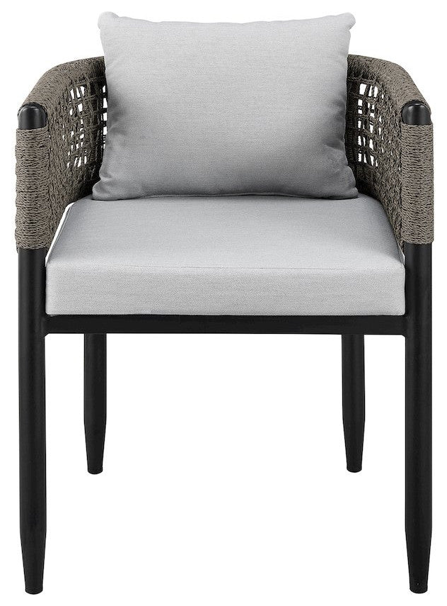 Outdoor Patio Dining Chair in Aluminum with Gray Rope and Cushions - Set of 2