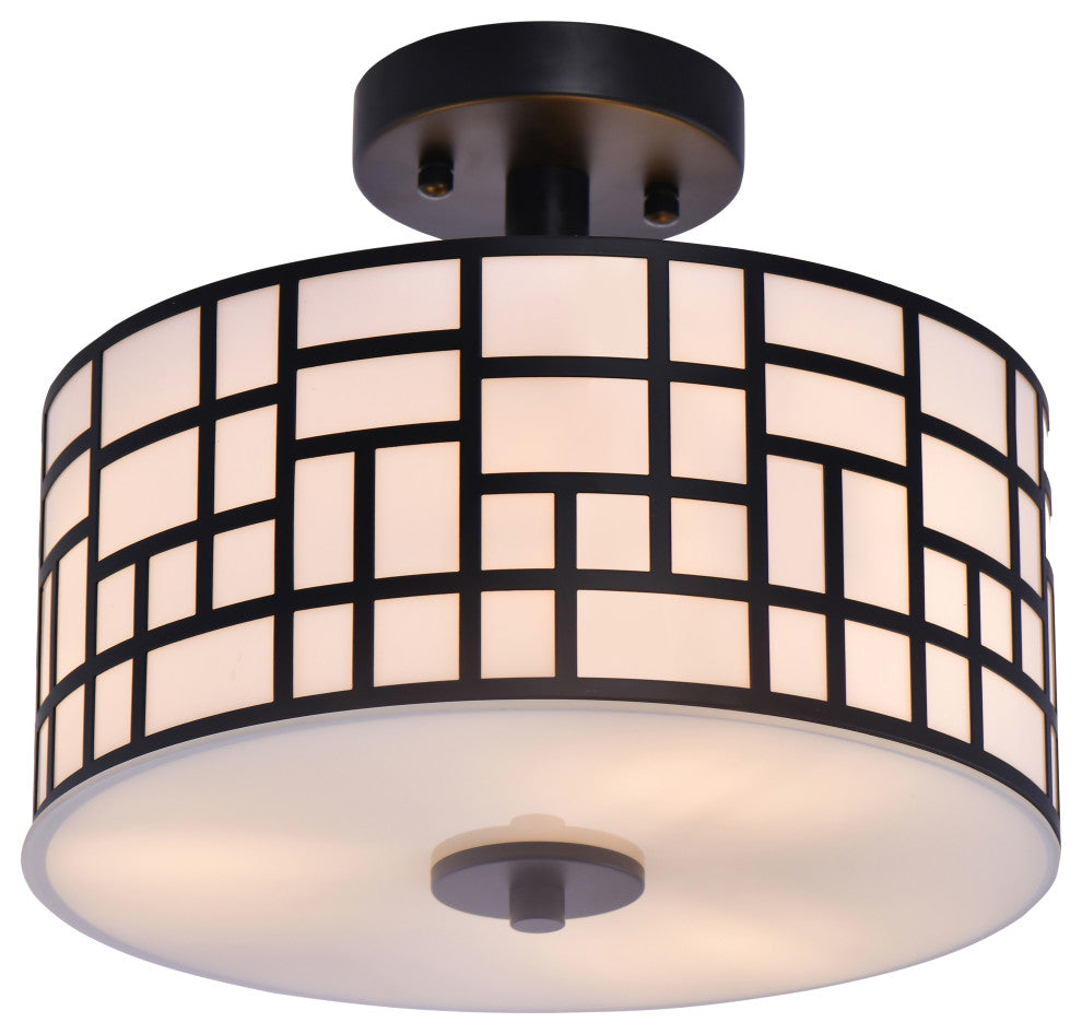 Lazzur Moselle 3 Light 12" Matte Black Semi-Flush Mount Ceiling Light