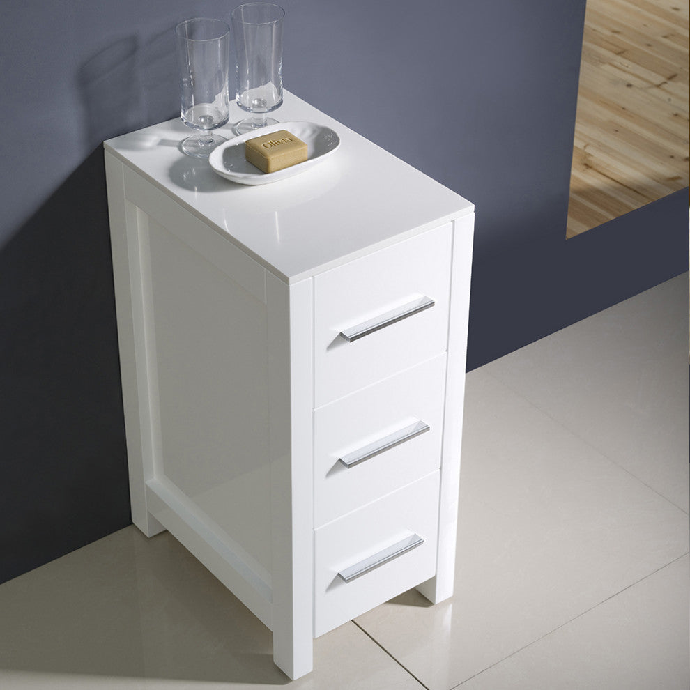 Fresca Torino 12" Espresso Bathroom Linen Side Cabinet, White