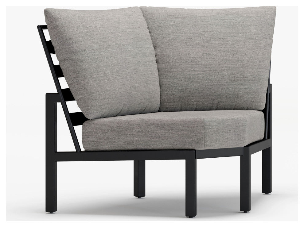 Stanford Cushion Outdoor Corner Chair, Textured Pewter