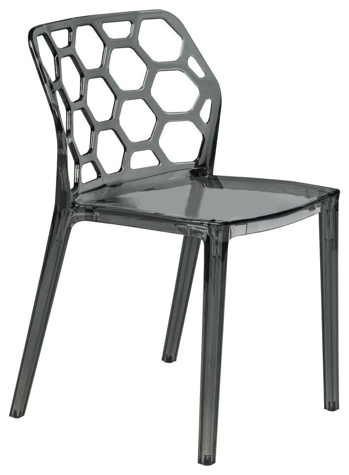 LeisureMod Modern Dynamic Dining Chair Transparent Black