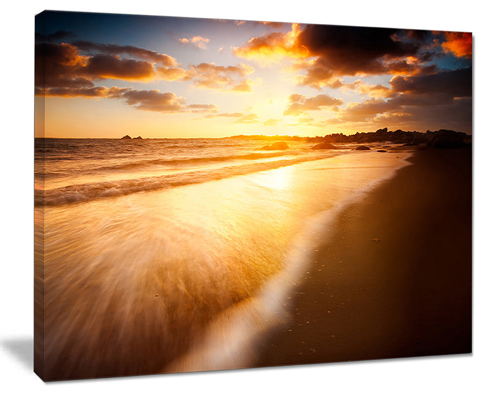 "Amazing Sunrise Over Australian Beach" Seascape Art Canvas, 20"x12"