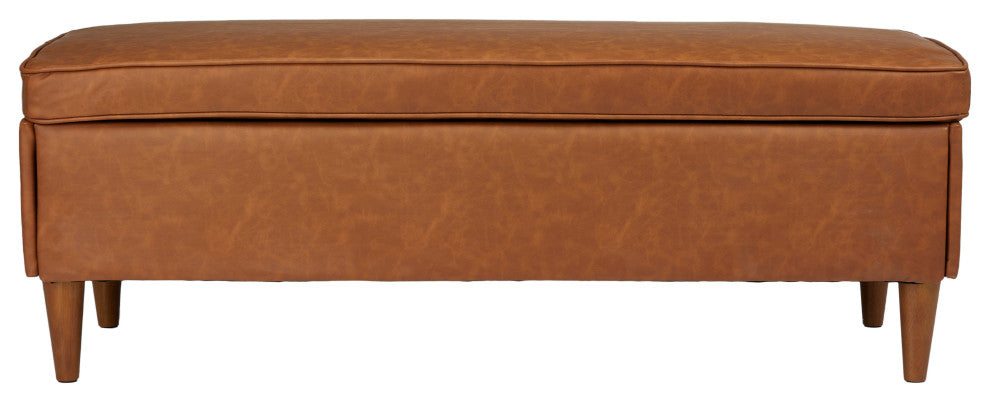 Atley Upholstered Modern Bench With Storage and Solid Wood Legs