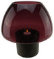 9.75" Transparent Glass Pillar Candleholder With Wooden Base, Purple