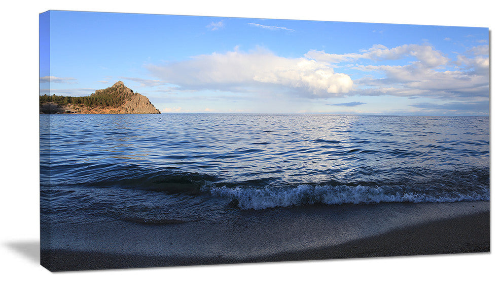 "Wave With Whitecaps On Lake Baikal" Contemporary Seascape Art Canvas, 40"x20"