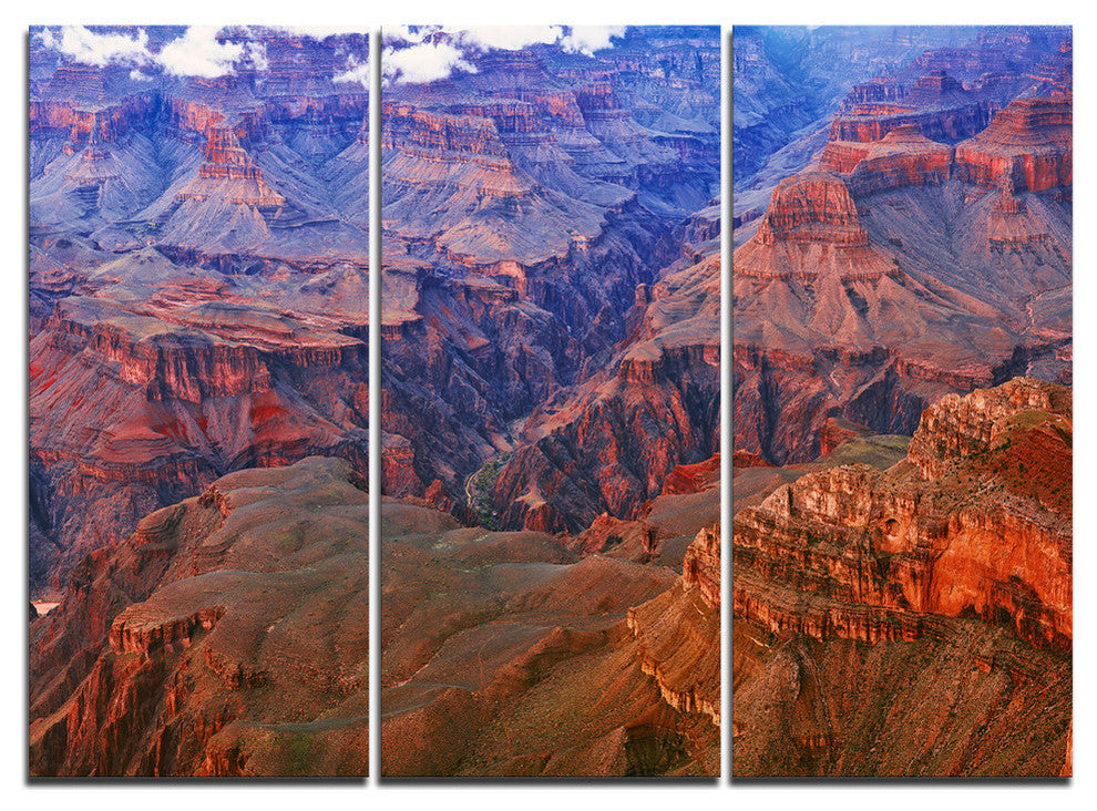 "Blue and Red Grand Canyon View" Metal Wall Art, 3 Panels, 36"x28"