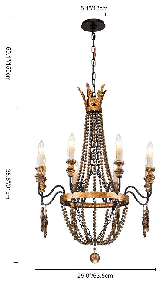 French Country 8-Light Empire Beaded Chandelier