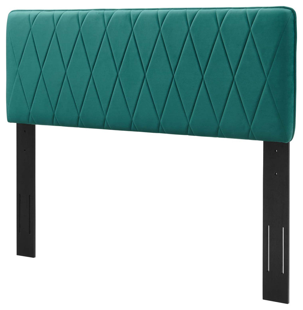 Headboard, Full Queen Size, Velvet, Teal Blue, Modern Contemporary, Bedroom