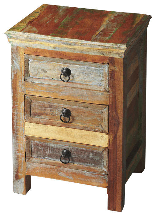 Full front view of the rustic chest on a clean white background.