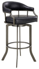 Pharaoh Swivel 30 Mineral Finish and Black Faux Leather Bar Stool