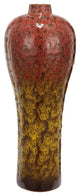 Beautifully Textured Ceramic Vase, Red and Yellow