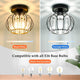 Semi Flush Mount Lamp, Farmhouse, Crystal Black Cage, 2 Pack